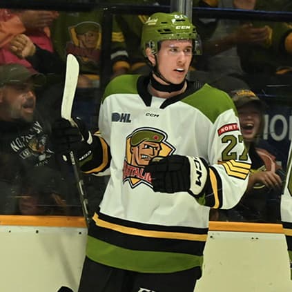 Andrew LeBlanc playing hockey.