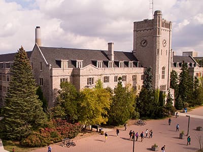 Aerial view of Johnston Hall.